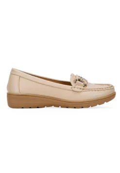 Con Cadena De Eslabones- Mocasines - Beige